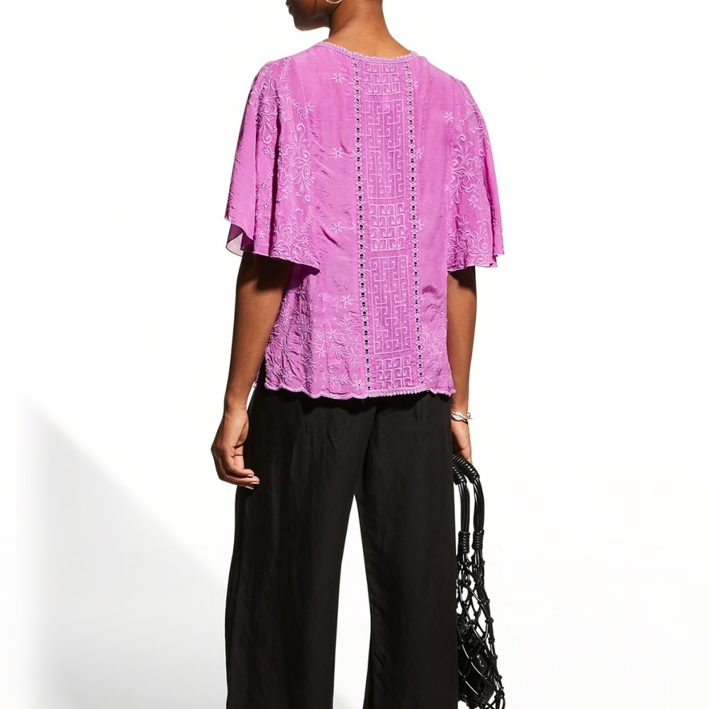 Johnny Was Sunflower Alta Flutter-Sleeve Top - Picture 2 of 4